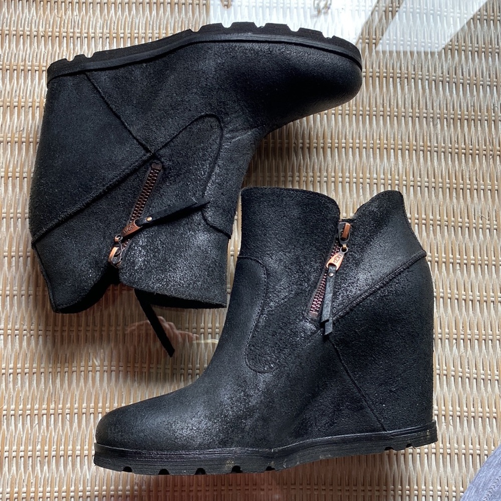 UGG Black Wedge Boots - Picture 4 of 8